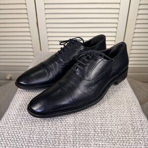 Bruno Magli Men's Maioco Black Italian Nappa Leather Cap-Toe Oxford Shoes US 8 M